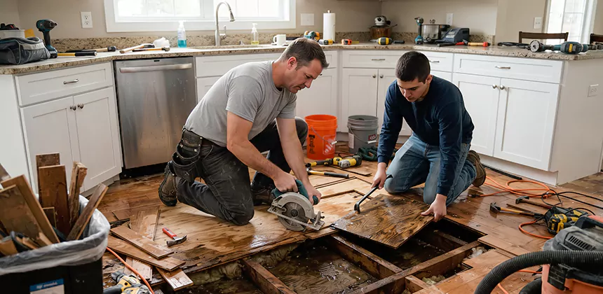Kitchen Floor Water Damage Repair in Olathe